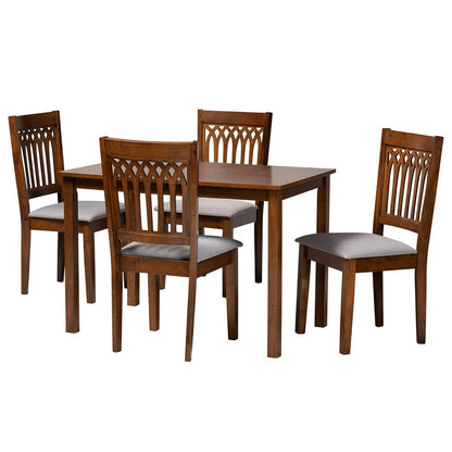 Baxton Studio - Genesis Dining Set in Grey/Walnut Brown - RH389C-Grey/Walnut-5PC Dining Set view 1