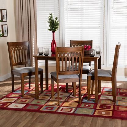 Baxton Studio - Genesis Dining Set in Grey/Walnut Brown - RH389C-Grey/Walnut-5PC Dining Set view 8