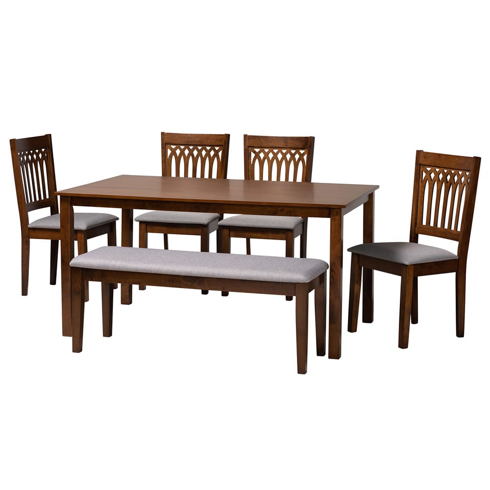 Baxton Studio - Genesis Dining Set in Grey/Walnut Brown - RH389C-Grey/Walnut-6PC Dining Set view 1