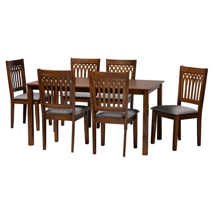 Baxton Studio - Genesis Dining Set in Grey/Walnut Brown - RH389C-Grey/Walnut-7PC Dining Set view 1