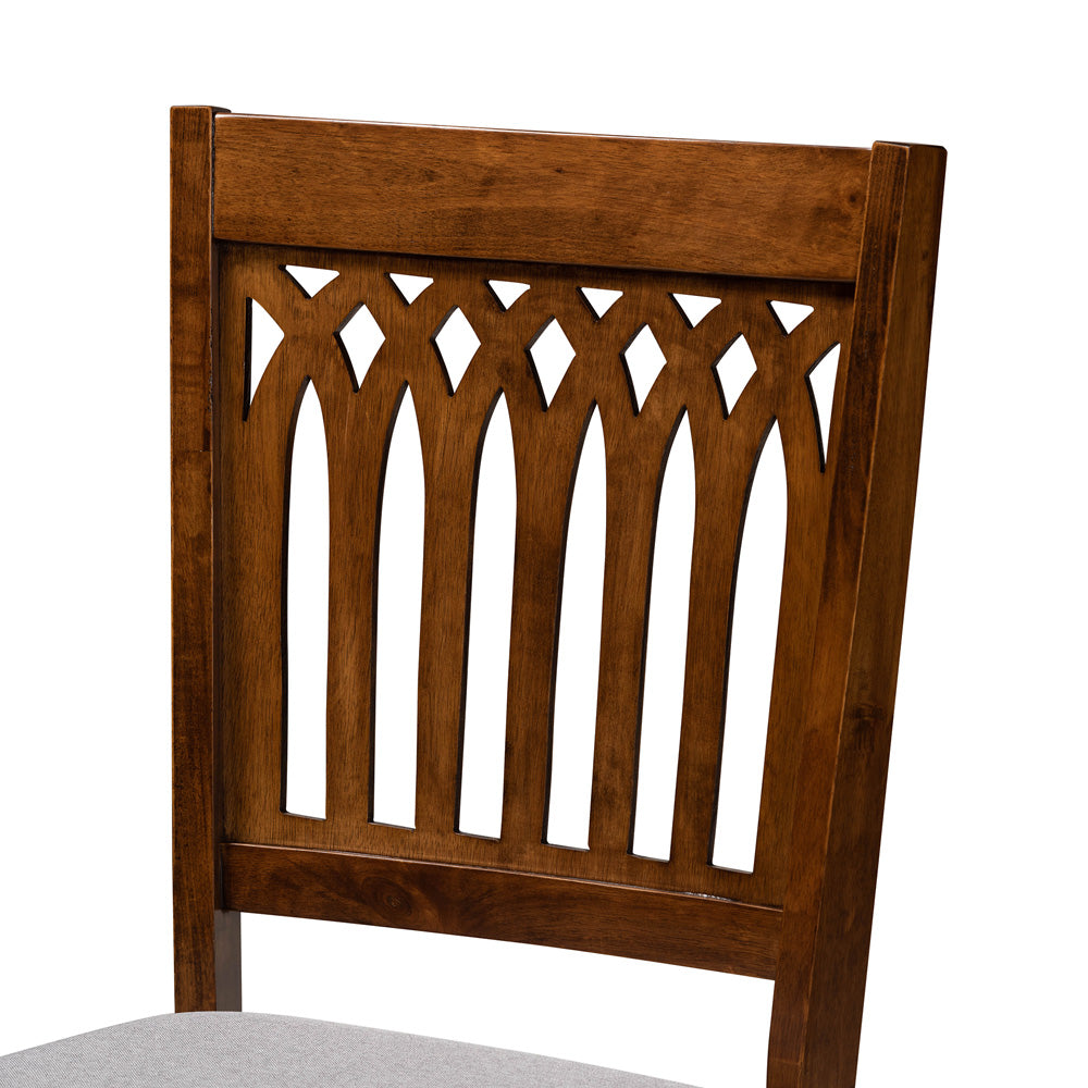 Baxton Studio - Genesis Dining Set in Grey/Walnut Brown - RH389C-Grey/Walnut-7PC Dining Set view 5