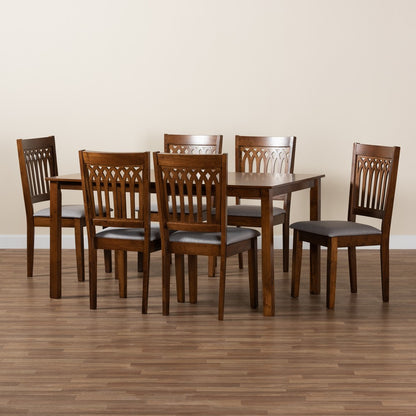 Baxton Studio - Genesis Dining Set in Grey/Walnut Brown - RH389C-Grey/Walnut-7PC Dining Set view 9