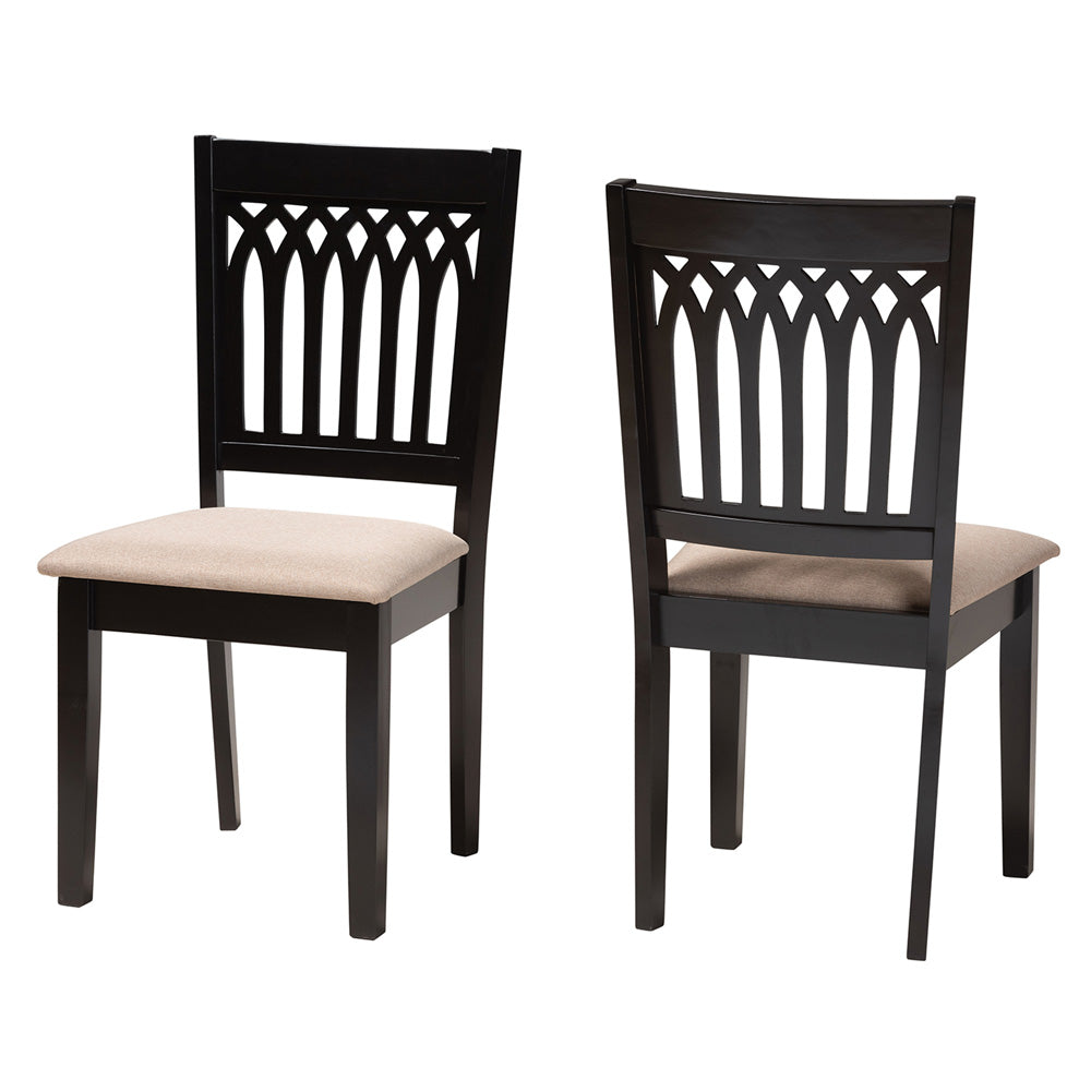 Baxton Studio - Genesis Set of 2 Dining Chairs in Beige/Dark Brown - RH389C-Sand/Dark Brown-DC-2PK view 1