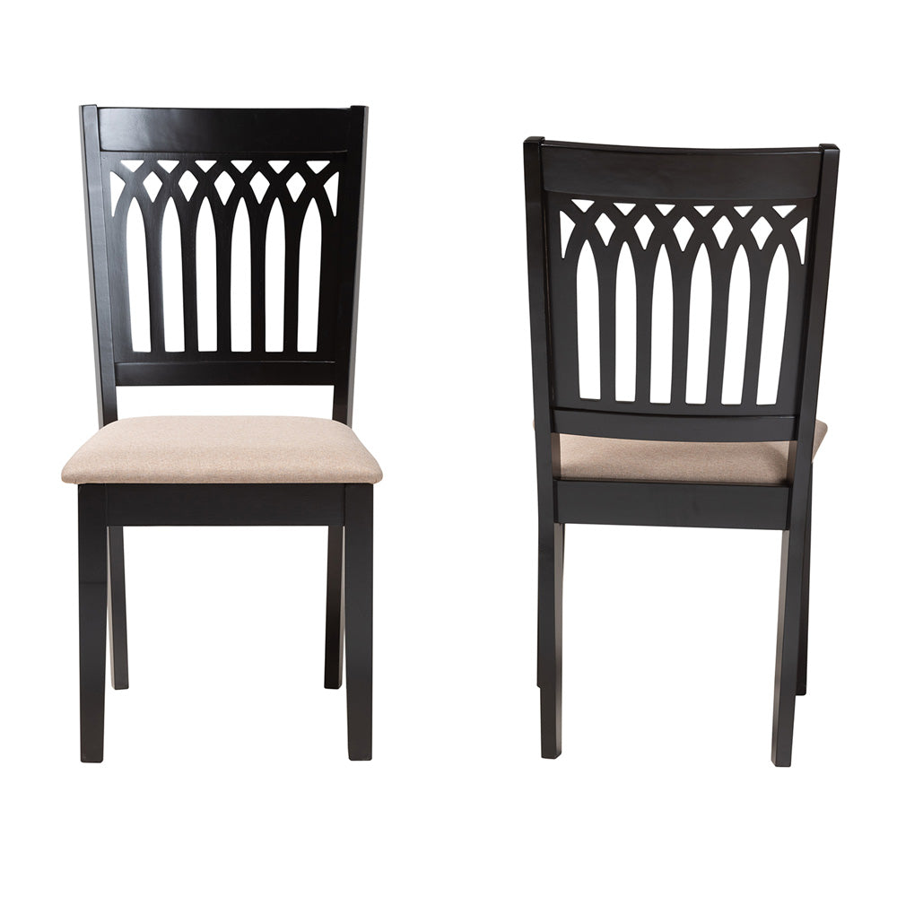 Baxton Studio - Genesis Set of 2 Dining Chairs in Beige/Dark Brown - RH389C-Sand/Dark Brown-DC-2PK view 2