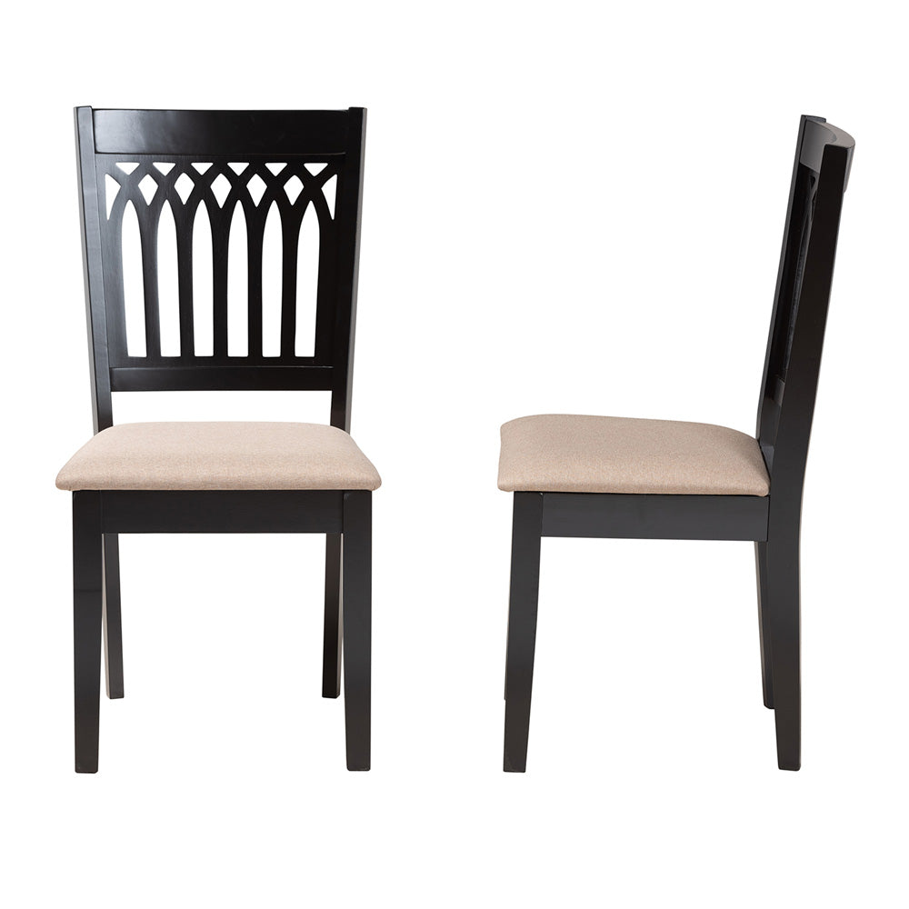 Baxton Studio - Genesis Set of 2 Dining Chairs in Beige/Dark Brown - RH389C-Sand/Dark Brown-DC-2PK view 3