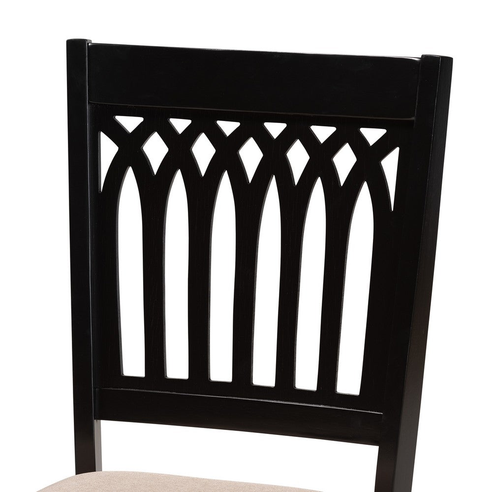 Baxton Studio - Genesis Set of 2 Dining Chairs in Beige/Dark Brown - RH389C-Sand/Dark Brown-DC-2PK view 4