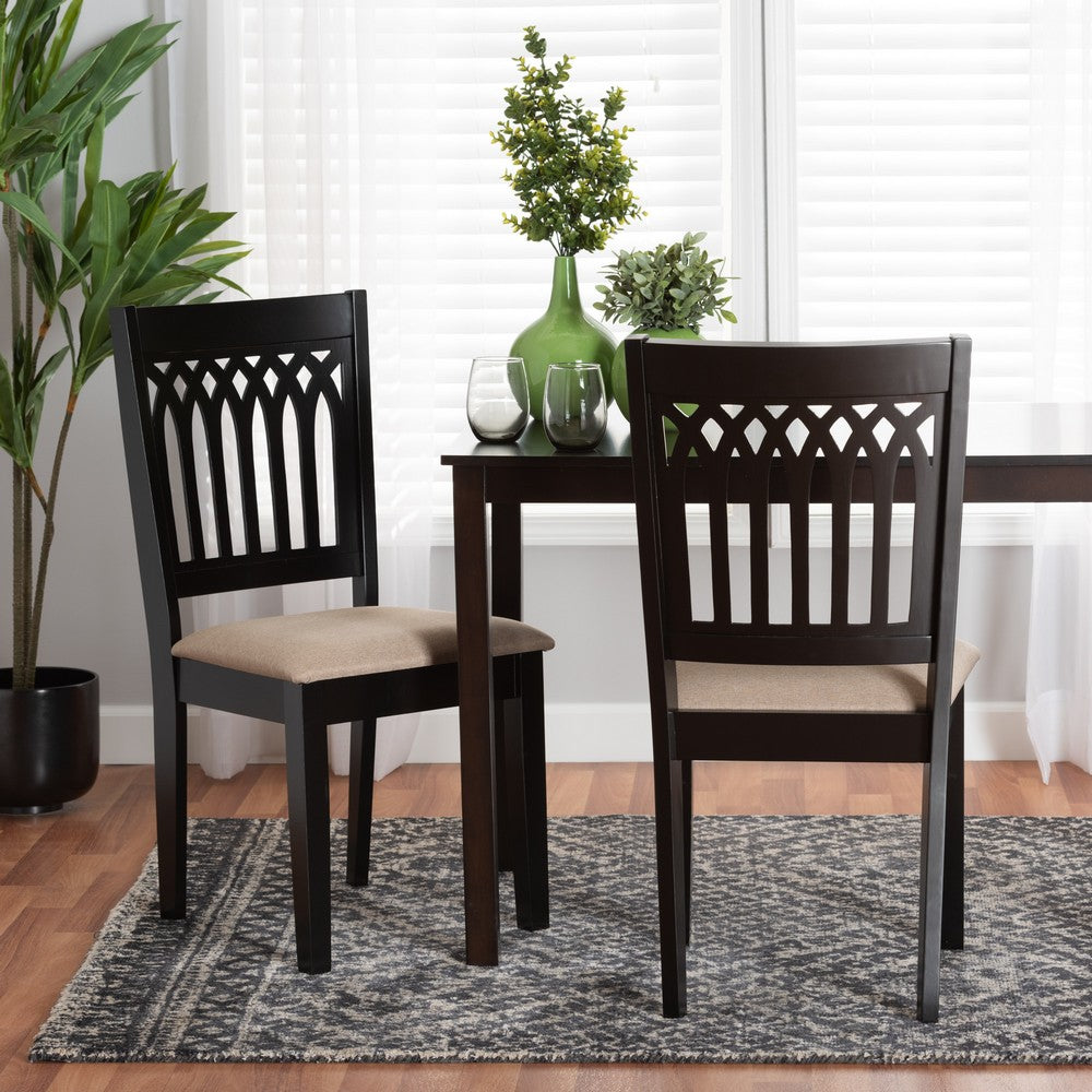 Baxton Studio - Genesis Set of 2 Dining Chairs in Beige/Dark Brown - RH389C-Sand/Dark Brown-DC-2PK view 7