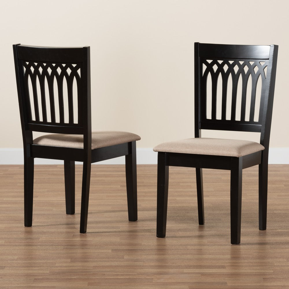 Baxton Studio - Genesis Set of 2 Dining Chairs in Beige/Dark Brown - RH389C-Sand/Dark Brown-DC-2PK view 8