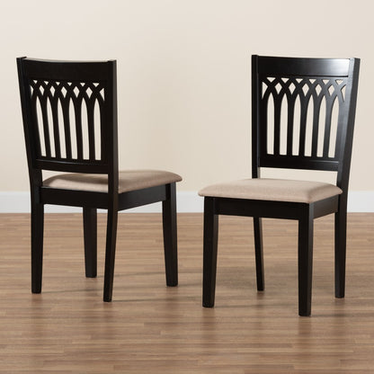 Baxton Studio - Genesis Set of 2 Dining Chairs in Beige/Dark Brown - RH389C-Sand/Dark Brown-DC-2PK view 8