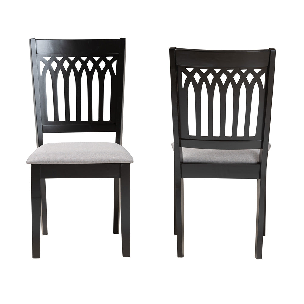 Baxton Studio - Genesis Set of 2 Dining Chairs in Grey/Dark Brown - RH389C-Grey/Dark Brown-DC-2PK view 2