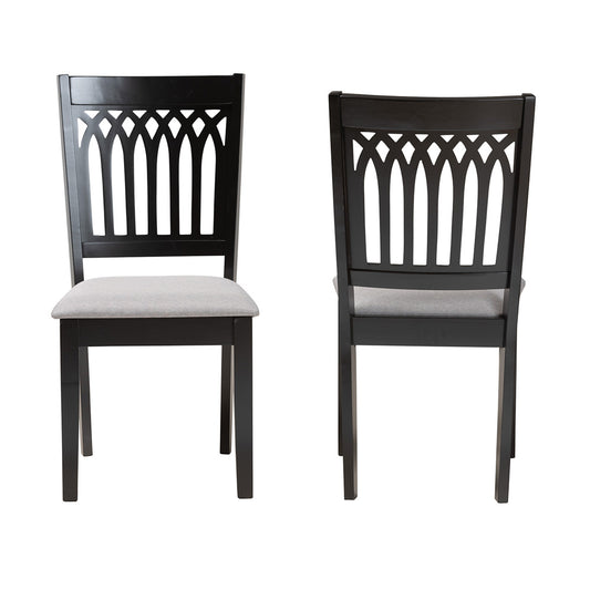 Baxton Studio - Genesis Set of 2 Dining Chairs in Grey/Dark Brown - RH389C-Grey/Dark Brown-DC-2PK view 2