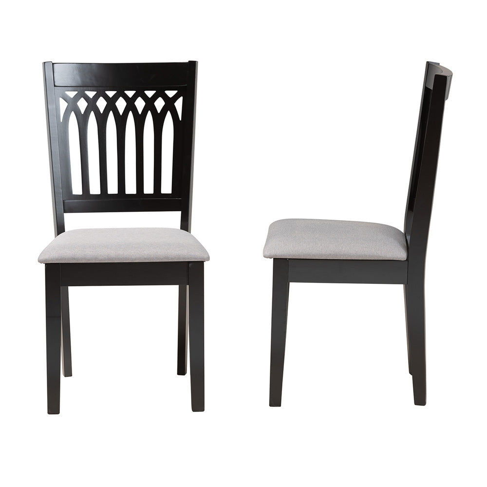 Baxton Studio - Genesis Set of 2 Dining Chairs in Grey/Dark Brown - RH389C-Grey/Dark Brown-DC-2PK view 3