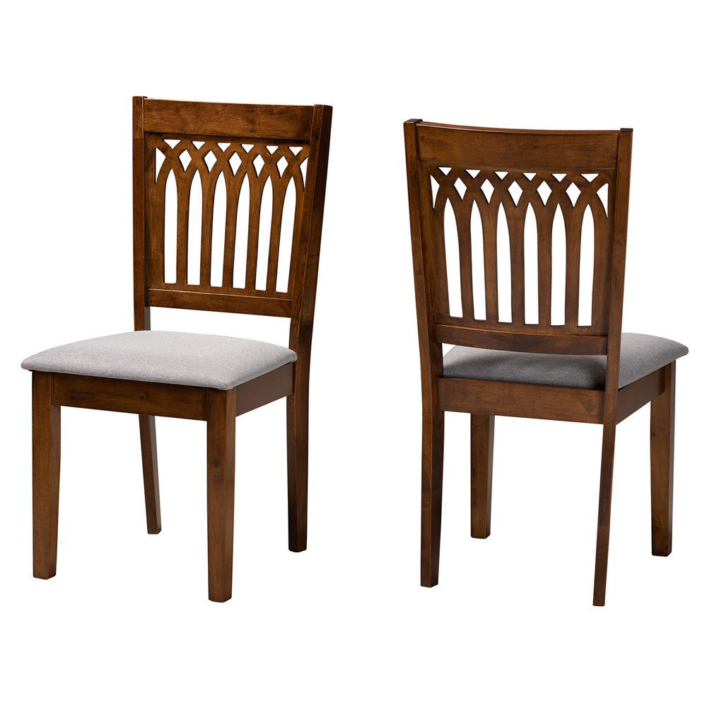 Baxton Studio - Genesis Set of 2 Dining Chairs in Grey/Walnut Brown - RH389C-Grey/Walnut-DC-2PK view 1