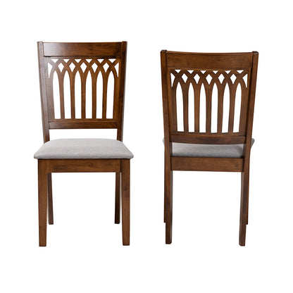 Baxton Studio - Genesis Set of 2 Dining Chairs in Grey/Walnut Brown - RH389C-Grey/Walnut-DC-2PK view 2