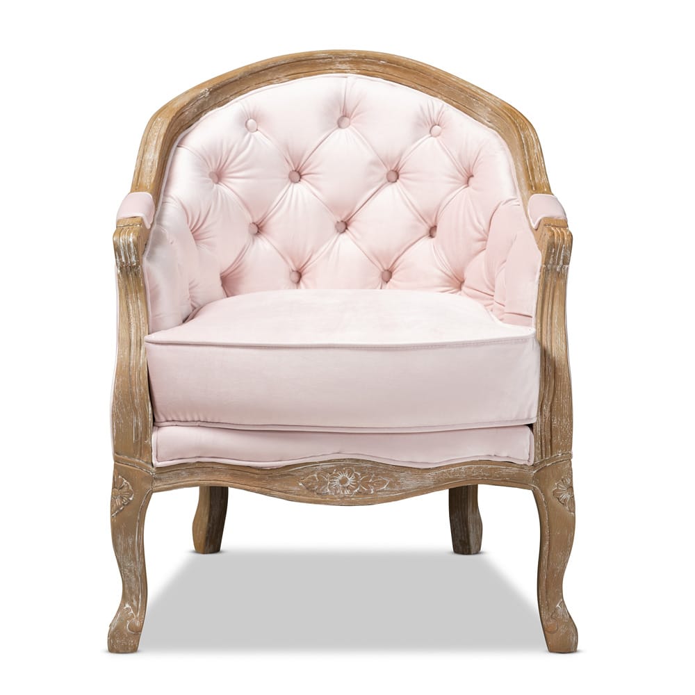 Baxton Studio - Genevieve Chair in Light Pink/Oak - TSF7766-Light Pink-CC view 2