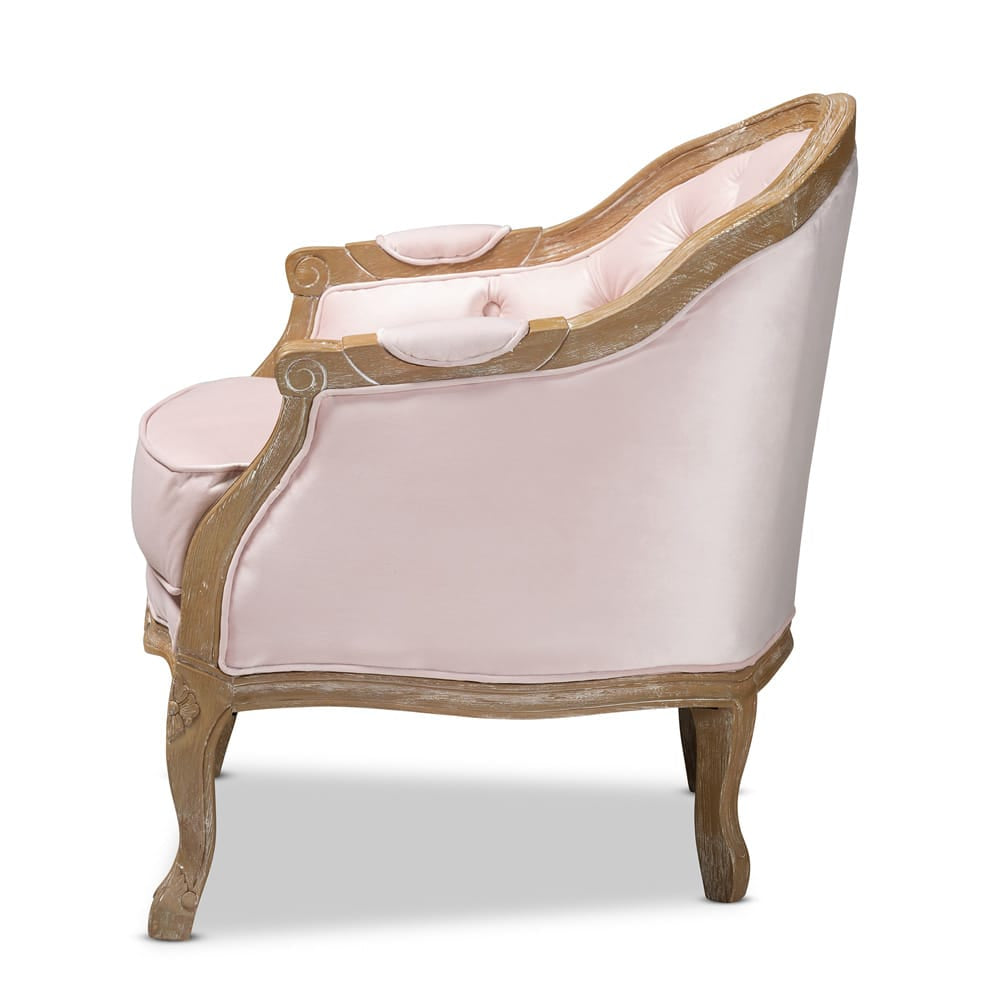 Baxton Studio - Genevieve Chair in Light Pink/Oak - TSF7766-Light Pink-CC view 3