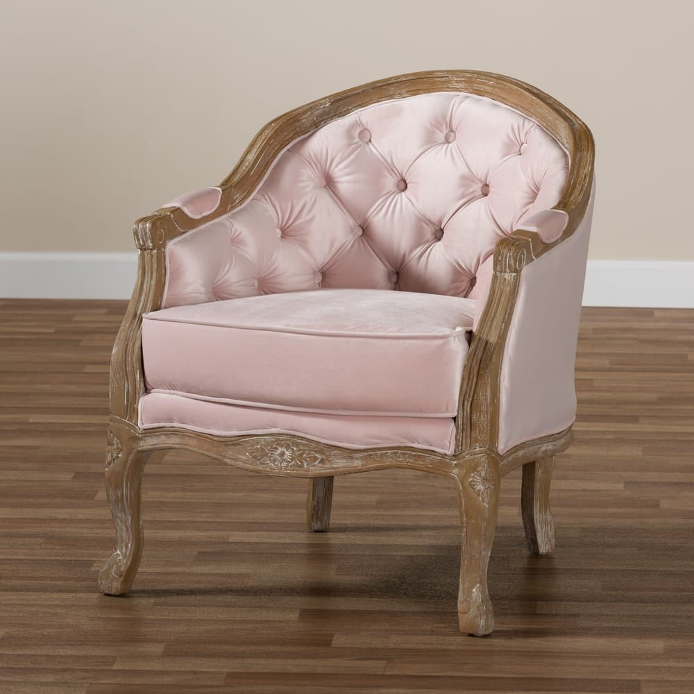 Baxton Studio - Genevieve Chair in Light Pink/Oak - TSF7766-Light Pink-CC view 7