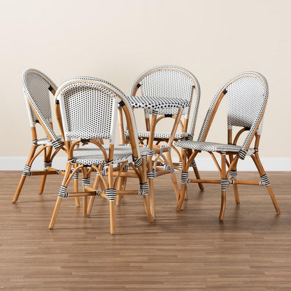 Baxton Studio - Genica Dining Set in Black/White/Brown - Myrthe-Rattan-5PC Dining Set view 9