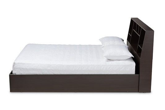 Baxton Studio - Geoffrey Queen Size Bed - SEBED13014026-Modi Wenge-Queen view 2