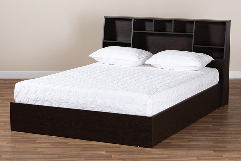 Baxton Studio - Geoffrey Queen Size Bed - SEBED13014026-Modi Wenge-Queen view 6