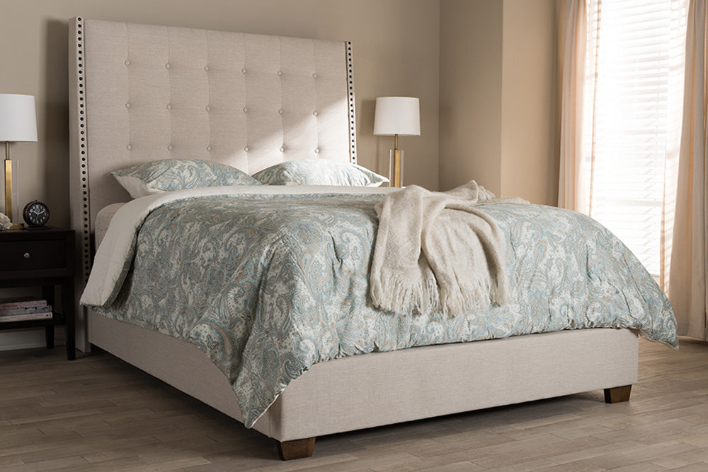 Baxton Studio - Georgette King Size Bed - CF8957-Light Beige-King view 5