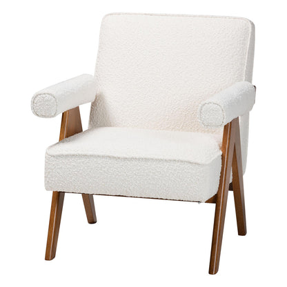 Baxton Studio - Georgina Accent Chair in Cream/Walnut Brown - BBT8074-Cream-CC view 1