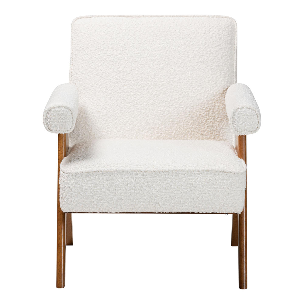 Baxton Studio - Georgina Accent Chair in Cream/Walnut Brown - BBT8074-Cream-CC view 2