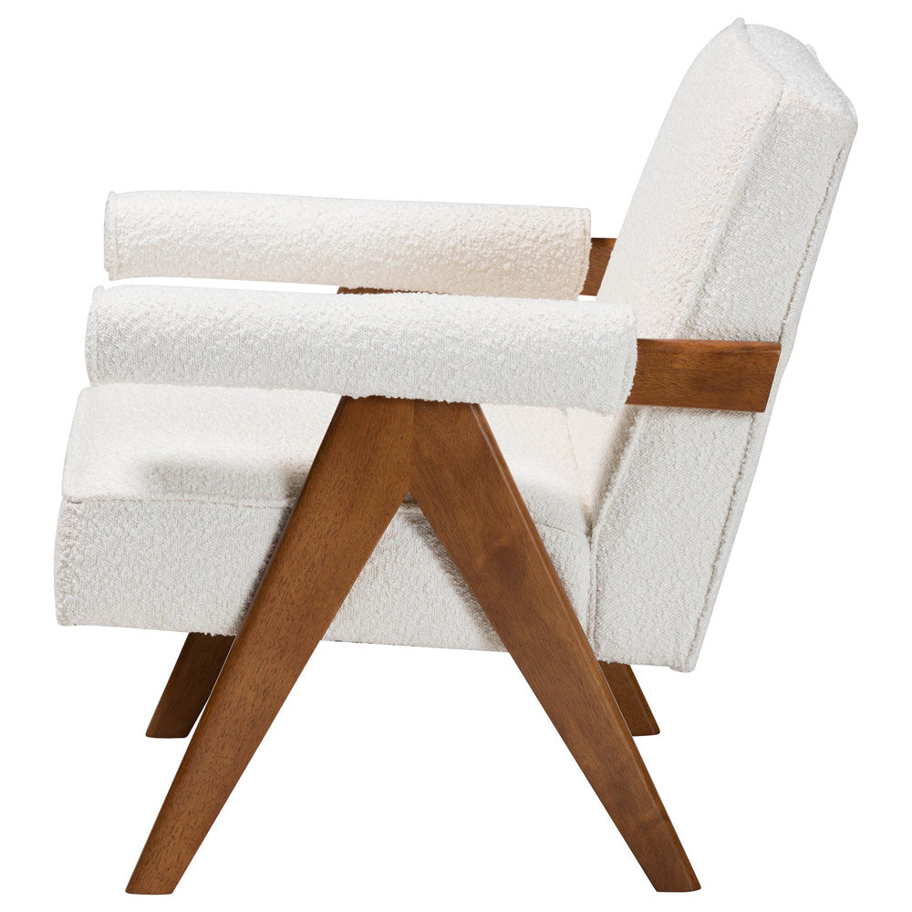 Baxton Studio - Georgina Accent Chair in Cream/Walnut Brown - BBT8074-Cream-CC view 3
