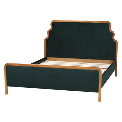 Baxton Studio - Gerianne Queen Size Bed in Green/Walnut Brown - BBT61381-Green 26/Walnut-Queen view 3