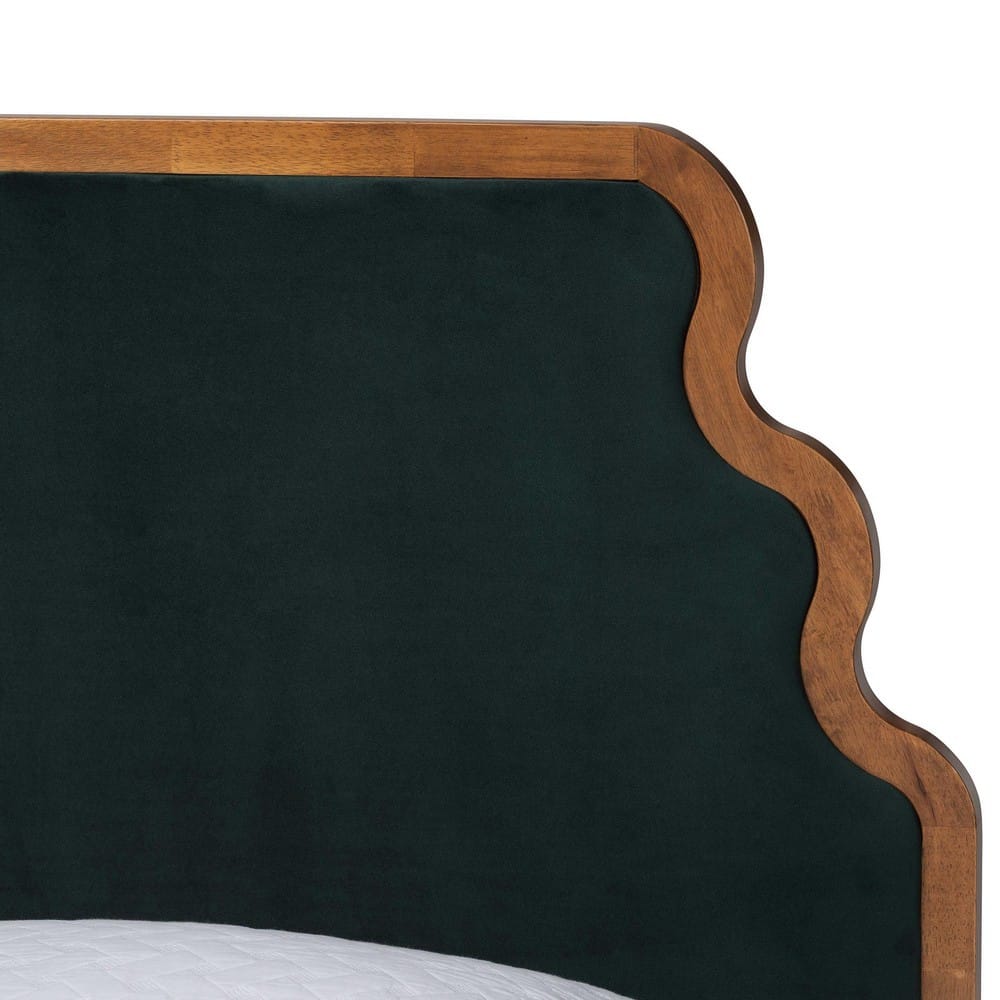 Baxton Studio - Gerianne Queen Size Bed in Green/Walnut Brown - BBT61381-Green 26/Walnut-Queen view 4