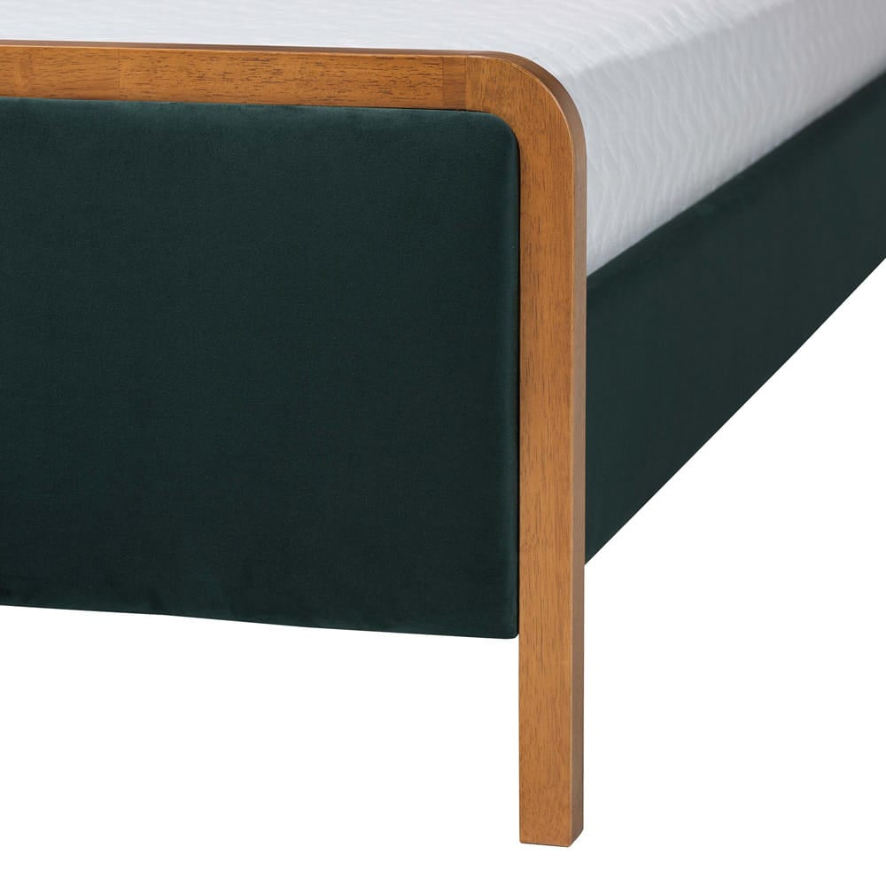 Baxton Studio - Gerianne Queen Size Bed in Green/Walnut Brown - BBT61381-Green 26/Walnut-Queen view 5