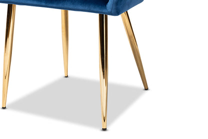 Baxton Studio - Germaine Dining Chair Set of 2 - DC144-Navy Blue Velvet/Gold-DC view 6