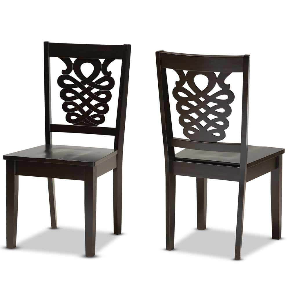 Baxton Studio - Gervais Set of 2 Dining Chairs in Dark Brown - RH339C-Dark Brown Wood Scoop Seat-DC-2PK view 1