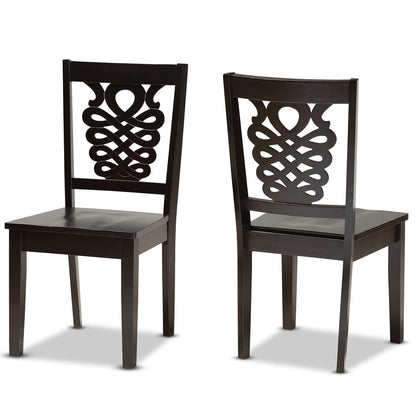 Baxton Studio - Gervais Set of 2 Dining Chairs in Dark Brown - RH339C-Dark Brown Wood Scoop Seat-DC-2PK view 1