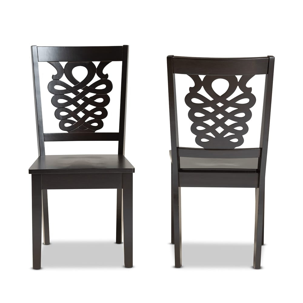 Baxton Studio - Gervais Set of 2 Dining Chairs in Dark Brown - RH339C-Dark Brown Wood Scoop Seat-DC-2PK view 2