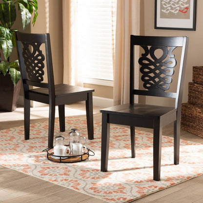 Baxton Studio - Gervais Set of 2 Dining Chairs in Dark Brown - RH339C-Dark Brown Wood Scoop Seat-DC-2PK view 6