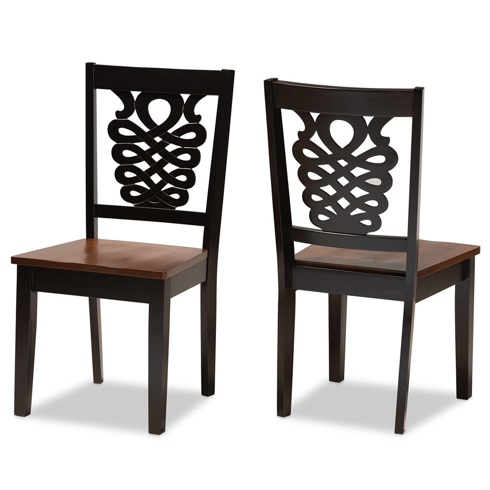 Baxton Studio - Gervais Set of 2 Dining Chairs in Dark Brown/Walnut Brown - RH339C-Dark Brown/Walnut Wood Scoop Seat-DC-2PK view 1
