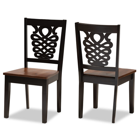 Baxton Studio - Gervais Set of 2 Dining Chairs in Dark Brown/Walnut Brown - RH339C-Dark Brown/Walnut Wood Scoop Seat-DC-2PK view 1