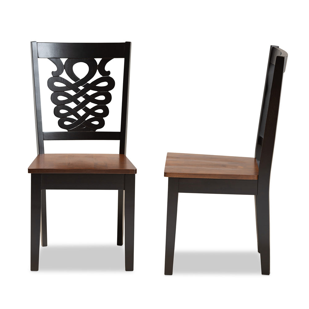 Baxton Studio - Gervais Set of 2 Dining Chairs in Dark Brown/Walnut Brown - RH339C-Dark Brown/Walnut Wood Scoop Seat-DC-2PK view 3