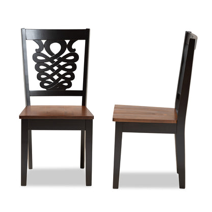Baxton Studio - Gervais Set of 2 Dining Chairs in Dark Brown/Walnut Brown - RH339C-Dark Brown/Walnut Wood Scoop Seat-DC-2PK view 3