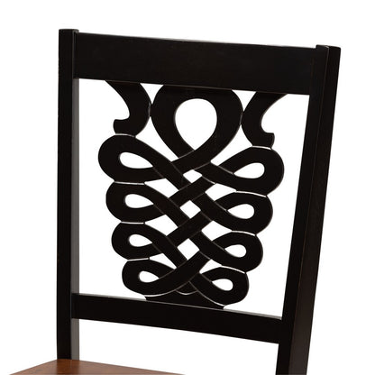 Baxton Studio - Gervais Set of 2 Dining Chairs in Dark Brown/Walnut Brown - RH339C-Dark Brown/Walnut Wood Scoop Seat-DC-2PK view 4