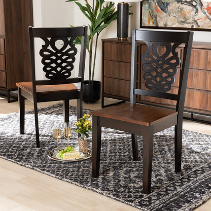 Baxton Studio - Gervais Set of 2 Dining Chairs in Dark Brown/Walnut Brown - RH339C-Dark Brown/Walnut Wood Scoop Seat-DC-2PK view 6