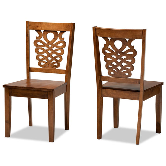 Baxton Studio - Gervais Set of 2 Dining Chairs in Walnut Brown - RH339C-Walnut Wood Scoop Seat-DC-2PK view 1