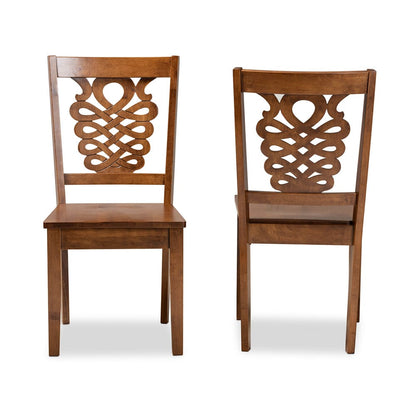 Baxton Studio - Gervais Set of 2 Dining Chairs in Walnut Brown - RH339C-Walnut Wood Scoop Seat-DC-2PK view 2