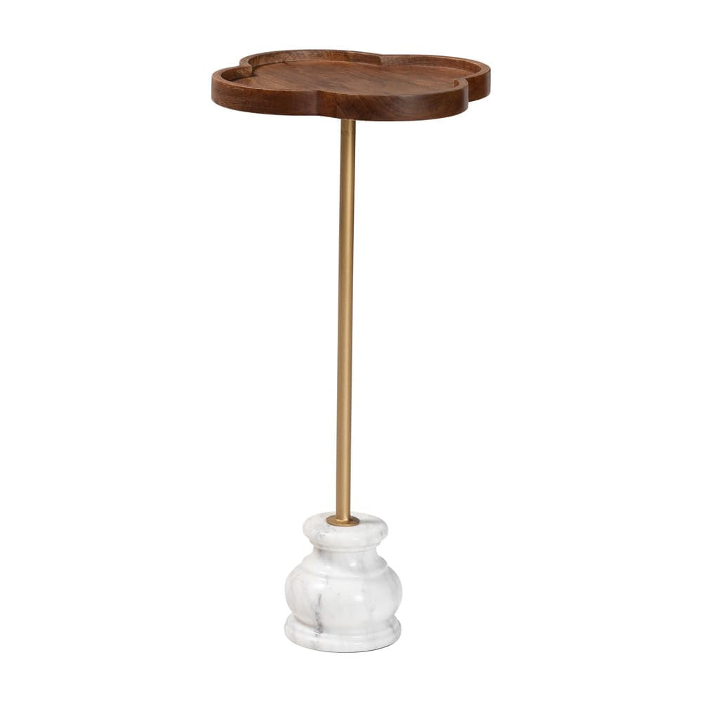 Baxton Studio - Gezana End Table in Marble White/Gold/Walnut Brown - FUR6893-Wood Tray-ET view 1