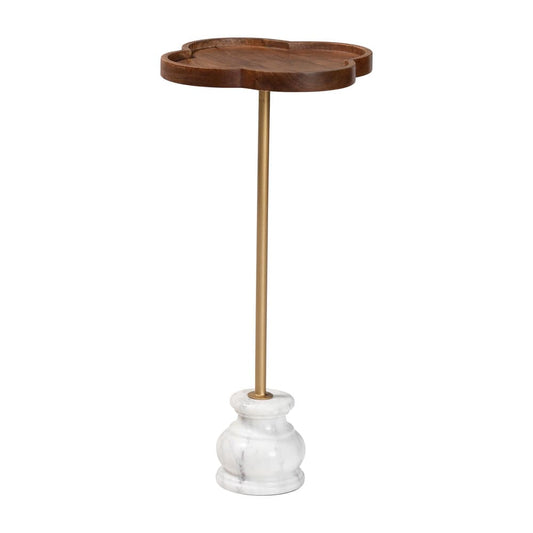 Baxton Studio - Gezana End Table in Marble White/Gold/Walnut Brown - FUR6893-Wood Tray-ET view 1