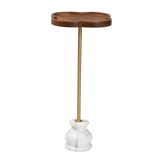 Baxton Studio - Gezana End Table in Marble White/Gold/Walnut Brown - FUR6893-Wood Tray-ET view 2