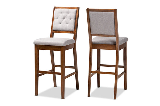 Baxton Studio - Gideon Barstool Set of 2 - RH2083BP-Grey/Walnut-BS view 1