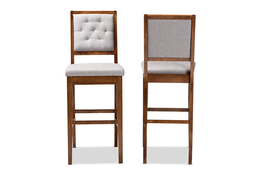 Baxton Studio - Gideon Barstool Set of 2 - RH2083BP-Grey/Walnut-BS view 2
