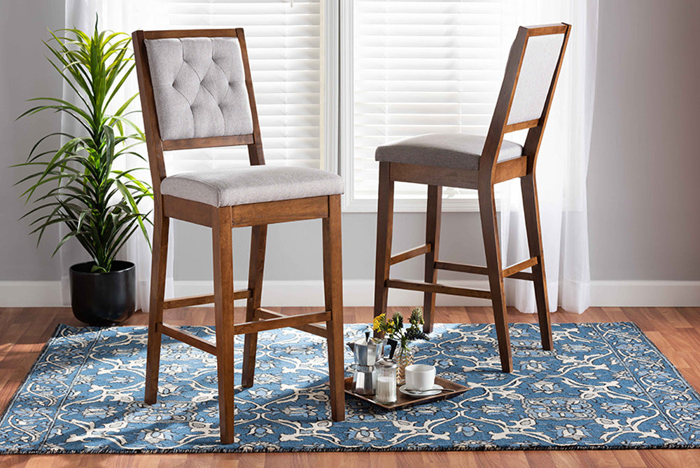 Baxton Studio - Gideon Barstool Set of 2 - RH2083BP-Grey/Walnut-BS view 5